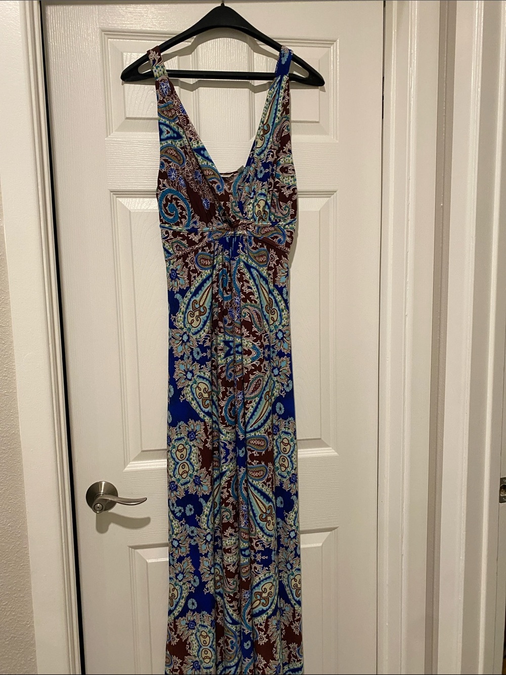 JohnPaulRichard Royal Blue & Brown Paisley Maxi Dress